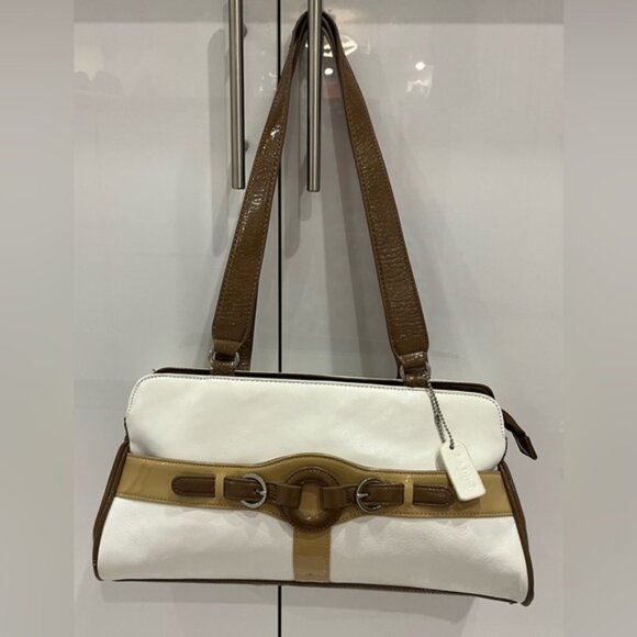 Y2K Italian Design Brown Shoulder Bag Faux Leather Spacious Everyday Handbag - Picture 1 of 12